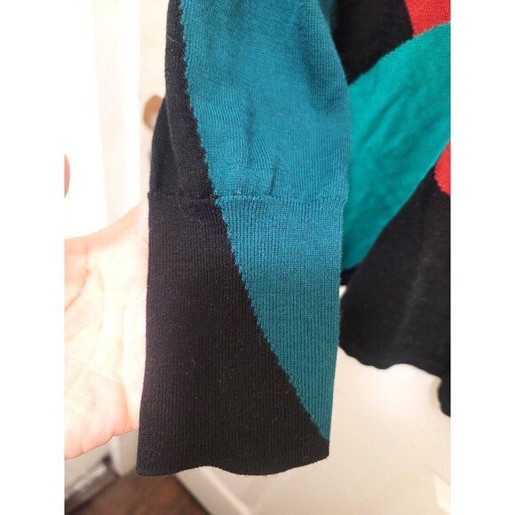 Chicos Abstract Multicolor V-Neck Long Sleeve Sweater XL Cotton & Rayon Blend - Picture 4 of 9